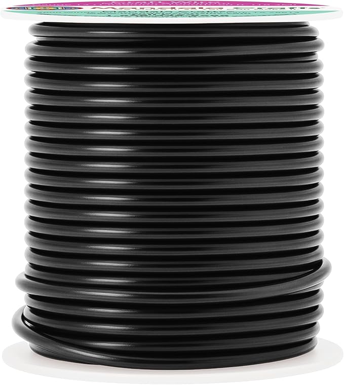 Mandala Crafts 13 Gauge Anodized Aluminum Craft Wire for Jewelry Making - 60 FT Colored Flexible Black Wire - Bendable for Bonsai Armature Crafting Sculpting