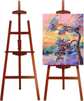 Adjustable Wooden Painting Easel, Pine Art Easel Stand Hold up to 43'', Painting Canvas for Wedding Sign and Poster, Drawing for Adults, Begginners and Students, Walnut