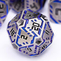 Metal DND Sci-fi Dice Set 7PCS Stripe Polyhedral Dice for Dungeons Dragons RPG Role Playing Game, Glitter D and D Dice with Gift Box D6 D8 D10 D12 D20 (Blue Purple&Grey)