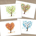 Seasons of Life Note Card Assortment Pack/Set Of 24 Greeting Cards And White Envelopes / 4 7/8" x 3 1/2" Cards Featuring 4 Seasonal Tree Designs
