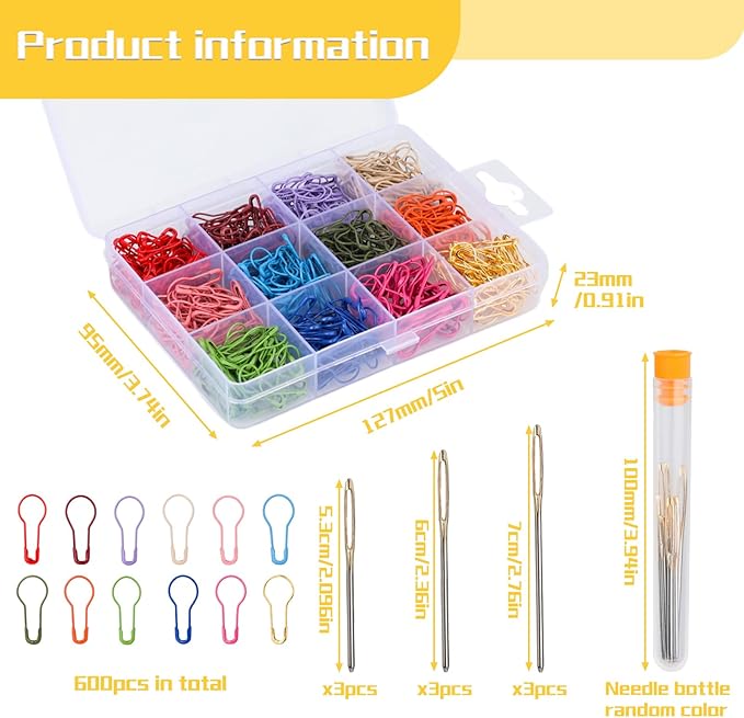 Kollase Crochet Markers, Metal Stitch Markers for Knitting and Crocheting, Accessories and Supplies (M-600 pcs)