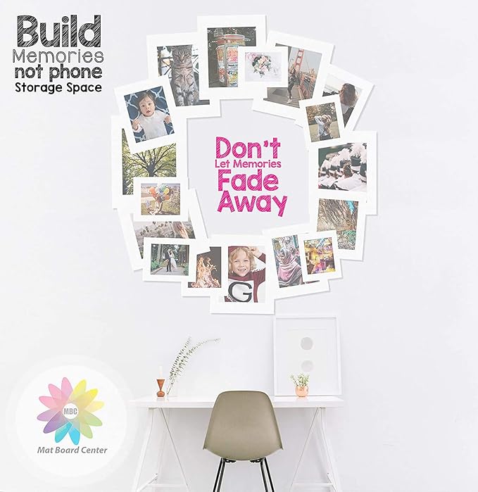 Mat Board Center, Pack of 10, 20x20 for 16x16 White Photo Picture Mats - Acid Free, 4-ply Thickness, White Core - for Pictures, Photos, Framing