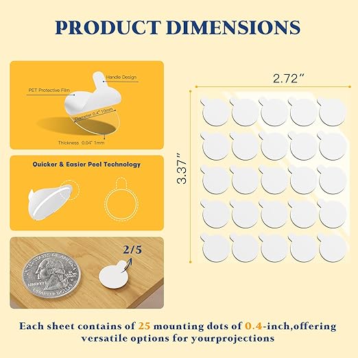 Adhesive Dots Double Sided– 100pcs Waterproof Small Sticky Tack Putty, Clear Removable Wall Sticky for Crafts, Posters, Balloons Festival Decoration Picture