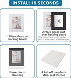 Somime 10 Pack 11x14 Black Picture Mat Kit for 8x10 Photo with White Core Bevel Cut Mattes Sets - Includes 10 Acid Free Pre Cut Mats & 10 Backings & 10 Print Sleeve Bags