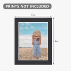 10 Pack Pre-Cut 11 x 14 Black Picture Mats for 8.5x11 Photos - White Core Bevel Cut Frame Matte, Acid Free, Ideal for Frames/Artwork/Prints