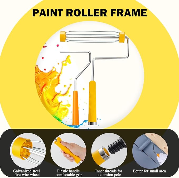 Mister Rui 17-Piece Paint Roller Kit with Non-Slip Tray, Microfiber Roller Covers, Brushes for DIY & Professional Painting Projects, Complete Set for Home Improvement