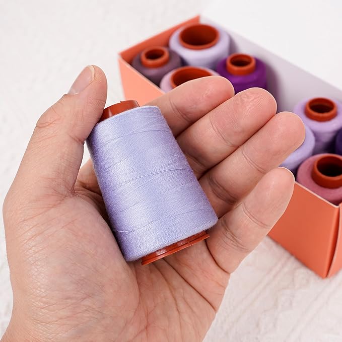 10 Pcs Sewing Thread, All Purpose Sewing Thread,40 wt, Assorted Colors Each 800 Yards of Polyester Threads for Sewing Machine, Hand Stitching, Quilting, Serger (Purple Color System)