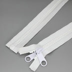 Leekayer 2PCS #10 40 Inch Heavy Duty Zippers for Sewing Separating Large Plastic Zipper White Tape with Double Pull Tab Slider, Sleeping Bag, Boat, Canvas, Cover, Trampoline, Dog Bed,Tent zipper 100cm