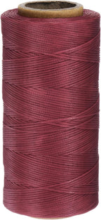 uxcell Leather Sewing Waxed Thread, 284 Yards / 260m 0.8mm 150D Flat Polyester All-Purpose Threads for Leather Crafts, Bookbinding, Wine Red