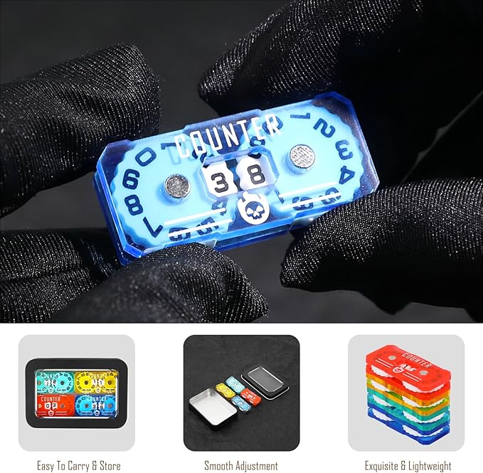 4Pcs MTG Life Counter Twin Digits with Metal Box, Health Tracker Life Counter for MTG Magic Card Games Accessories, Compatible with Magic The gatering Tabletop RPG D&D CCG TCG Board Games