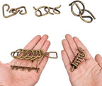 Assorted Ancient Metals Puzzle Brone Color Stress Relief Toys 9 Pack IQ Wire Puzzles with Paper Box Gift Package Great Educational Metals Still Puzzle Games Toys for Children and Adults by AHYUAN