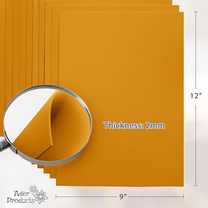 Mustard EVA Foam Sheets for Crafts, 9 x 12 Inch, 2mm Thickness – Ideal for DIY Arts and Crafts, Foam Paper for Kids, Cosplay and Costumes - 15 Pack