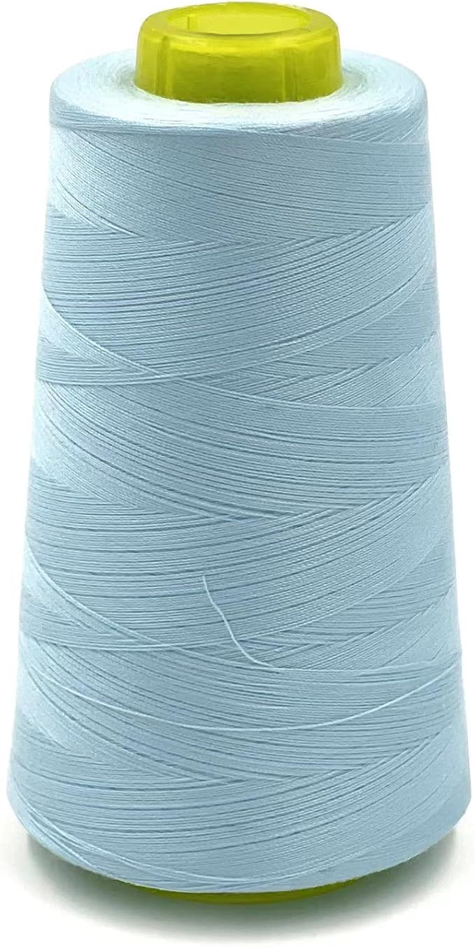 Tortoise 4 Cones of 3000 Yards Each Spool Thread for All Purpose, Serger, Overlock, Quilting, Sewing Machine - 100% Polyester - Light Blue