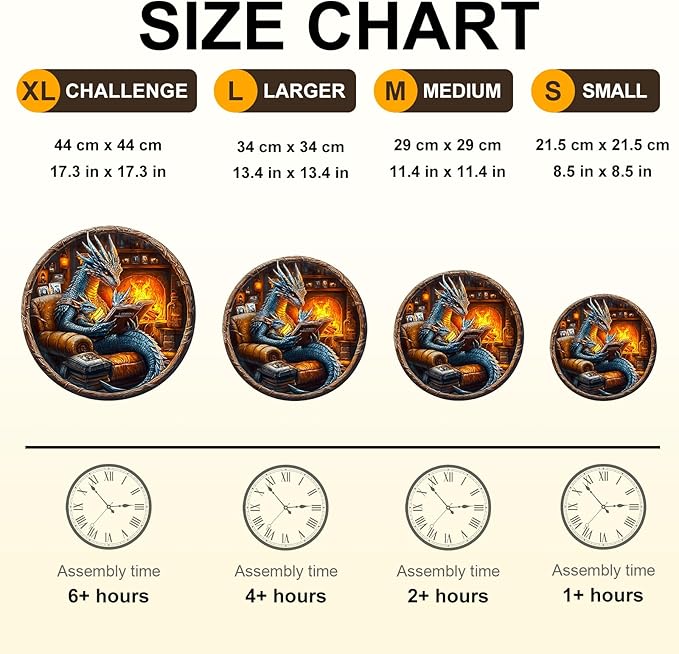 KAAYEE Wooden Puzzles for Adults, 3D Visual Effect Dragon Family Night Reading Wooden Jigsaw Puzzle Unique Shape Wood Puzzle Adult, 3D Effect Flat Puzzle Birthday Family Games (L-13.4*13.4 in-295pcs)