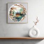 KAAYEE Wooden Puzzles for Adults, 3D Visual Effect Chinese Landscape Painting Wooden Jigsaw Puzzle Unique Shape Wood Puzzle Adult, 3D Effect Flat Puzzle Birthday Family Games (M-11.4*11.4 in-200pcs)