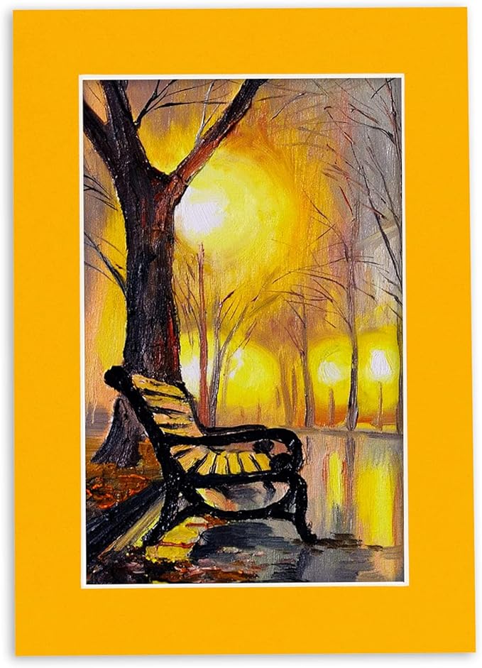 Pack of TEN 11x14 Mats Bevel Cut for 8.5x11 Photos - Acid Free Golden Orange Precut Matboards For Pictures, Photos, Framing - 4-ply Thickness