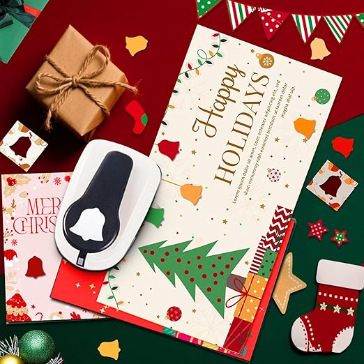 Christmas Punch 1 inch, Bell Punch for Paper Crafting, Bell Shape Hole Puncher for Crafts, Paper Punches for Christmas, Crafts Puncher for Handmade Scrapbook Cards