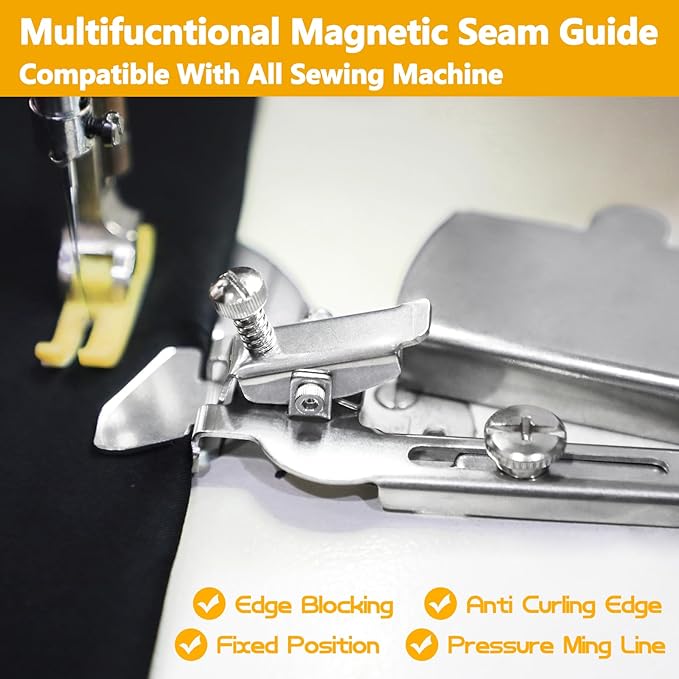 Magnetic Seam Guide,Upgrade Magnetic Seam Guide for Sewing Machine,Multifunctional Sewing Machine Guide for All Sewing Machine,Seam Guide Ruler, Sewing Machine Presser Foot