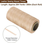uxcell 150D 0.8mm Flat Waxed Thread 284 Yards Polyester Leather Sewing Waxed String Hand Stitching Waxed Cord for Leather Stitching Sewing Bookbinding DIY Craft Light Beige