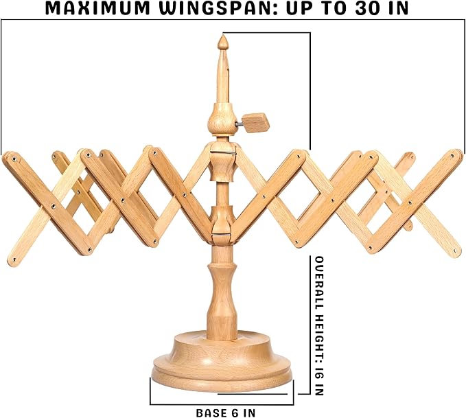 Wooden Yarn Ball Winder & Table Top Swift Set, Hand Operated Beechwood Combo Winder, Large Capacity 8 to 10 oz Yarn Fiber Winder, Wool String Swift Winder (Beechwood Winder & Swift)