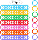 Haploon 175-Pack 1.1" Plastic Binder Clips Plastic Loose Leaf Rings Multi-Color Loose-Leaf Book Rings for School/Office, Swatches & Document Organization (7 Colors)