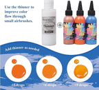 PENTRISTA Airbrush Paint Set,12 Colors(2.03oz, 60 ml) with 4.06oz Thinner,Ready to Spray Air Brush Paint,Opaque & Neon Colors, Water-Based Acrylic Airbrush Set for Nails,Models,Hobbyist and Artists