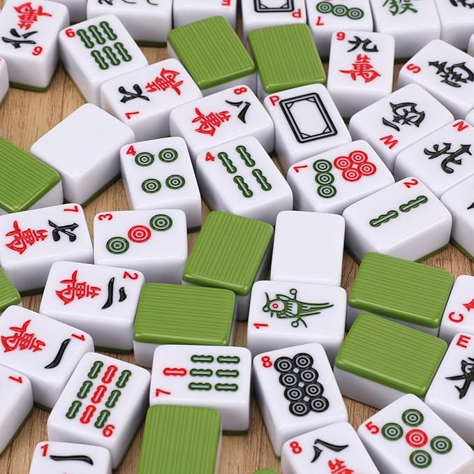 Mahjong Tile Set, 146pcs Chinese Mahjong Set Quality Mah Jong Tiles with Exquisite Storage Box Easy to Carry, Instructions Include Mah Jongg Sets for Family & Friends Gatherings