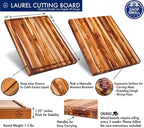 Sonder Los Angeles, Large Teak Wood Cutting Board for Kitchen with Juice Groove, Reversible Charcuterie Butcher Block 18x14x1.25 in (Gift Box Included)