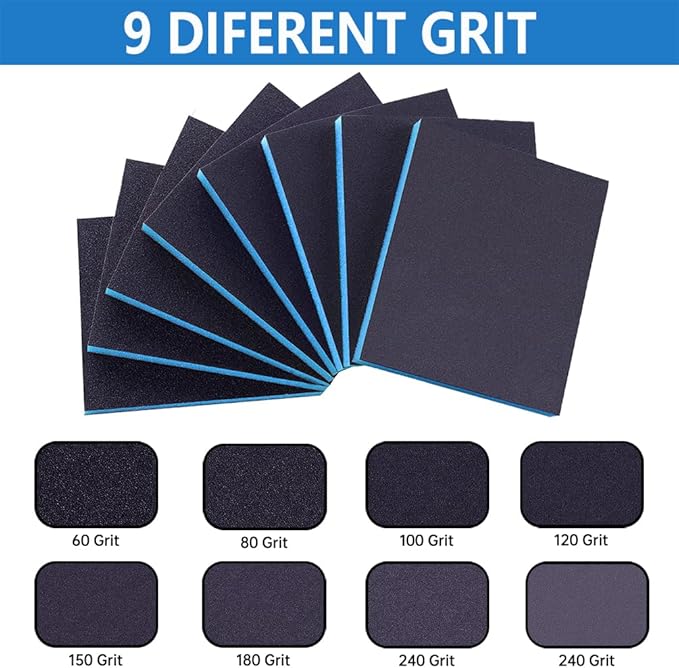8 Pack 150 Grits Sanding Sponge, Coarse Sanding Block, Washable and Reusable Wet Dry Sandpaper Block Sandpaper Sponge for Wood Metal FurniturePaint and Drywall