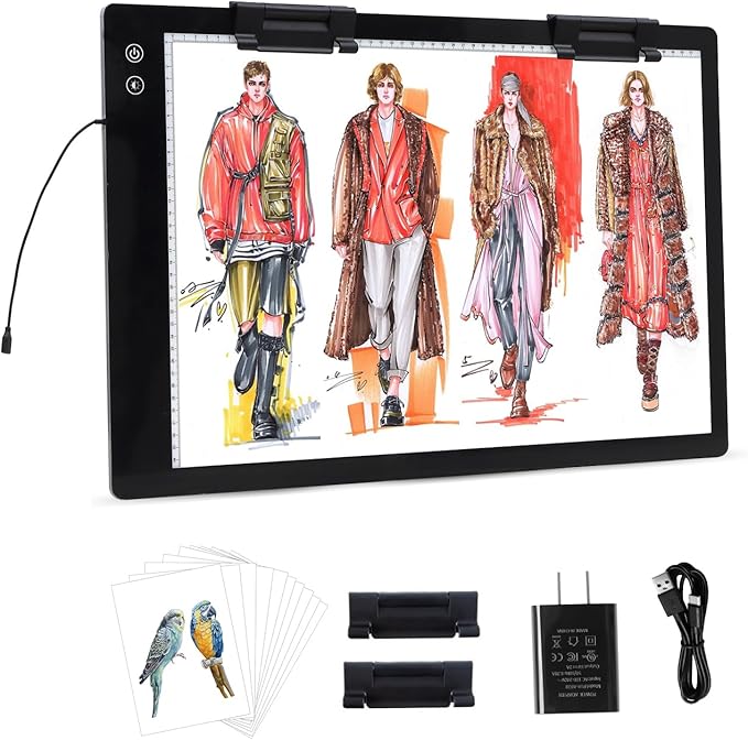 LUXJOYFUL A2 Large Rechargeable Light Box for Tracing,Diamond Painting Light Board 3 Color and stepless dimming,Built-in 5200mAh Battery,Ultra-Thin LED Light Pad for Drawing Vinyl Weeding Animation