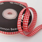 Red and White Gingham Ribbon 25 Yards Each Roll 100% Polyester (3/8", red)