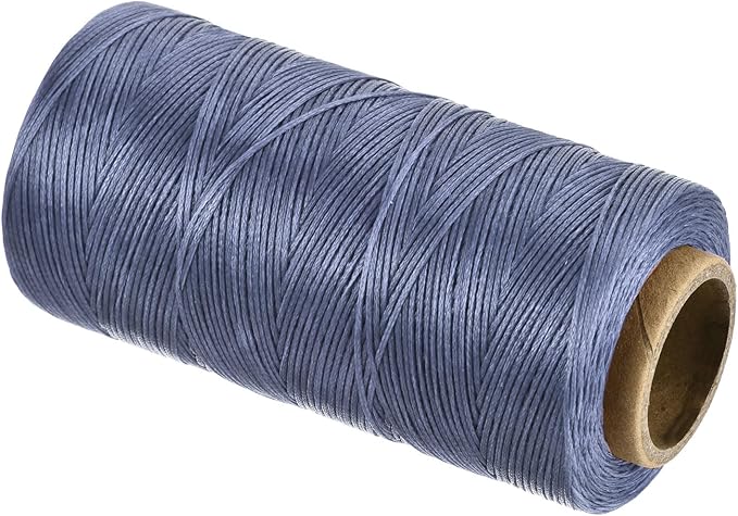 MECCANIXITY Waxed Thread,197 Yard 1mm 210D Flat Wax Thread Polyester Waxed String for Leather Sewing Hand Weaving Book Binding Home Decoration,Gray Blue