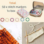 Round Shape Knitting Stitch Markers,50Pcs Multicolor Metal Stitch Markers with Floral Design Small Tin Box