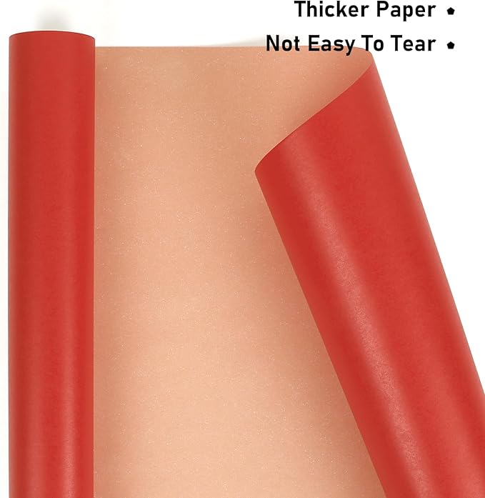 NESCCI Red Matte Wrapping Paper,Solid Color Pearly-Lustre Paper,Gift Wrapping Paper,Perfect for Wedding,Valentine's Day,Birthday, Christmas,Baby Shower,DIY Bouquet (17 Inches X 32.8 Feet)