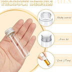 100 Pcs Small Clear Vials Spice Mini Jars with Lids Mini Glass Bottles with Screw Aluminum Metal Caps Tiny Jars Sample Containers for Powder Cream Cosmetic Jewelry Wedding (15 ml,Silver Caps)