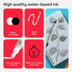 ARTISTRO 2 Black&White Dual-Tip Acrylic Paint Pens - Multisurface Markers for Glass, Rock, Fabric, Wood, Plastic & More - 5mm Dot + 1mm Fine Tips