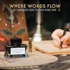 Wordsworth and Black Fountain Pen Ink Bottle (50 ml) Premium Luxury Edition, [Mysterious Black] Fountain Pens Bottled Ink; Classic Designed Bottle Smooth Flow 50 ml