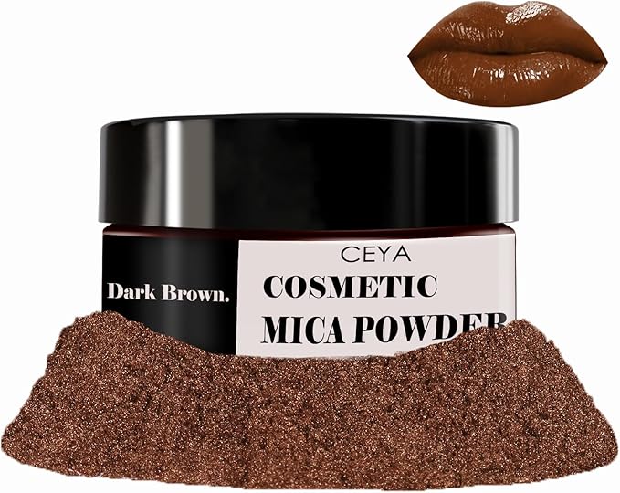Ceya Mica Powder, 1.8oz/ 50g Dark Brown Lip Gloss Pigment Powder, Cosmetic Grade Soap Making Colorants Candle Dye for Epoxy Resin, Kintsugi Repair, Body Butter, Bath Bomb, Eye Shadow, Resin Craft,Nail