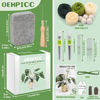 OEHPICC Needle Felting Kit for Beginners, Monstera Potted Plant Felt Kit, Wool Felting Kit with Felting Needles, Felting Pad and Instructions, Perfect for Office Indoor Greenery Present Idea