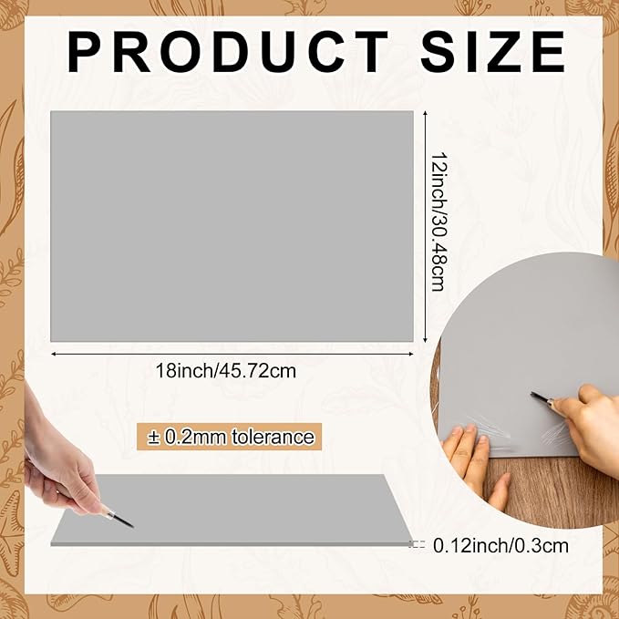 Yeaqee 2 Pcs 12 x 18 Inch Linoleum Block Rubber Carving Block Soft Linocut Blocks Large Linoleum Sheet Unmounted Lino Plates for Engraving Art Project Printmaking Artist Studio Supplies, Gray