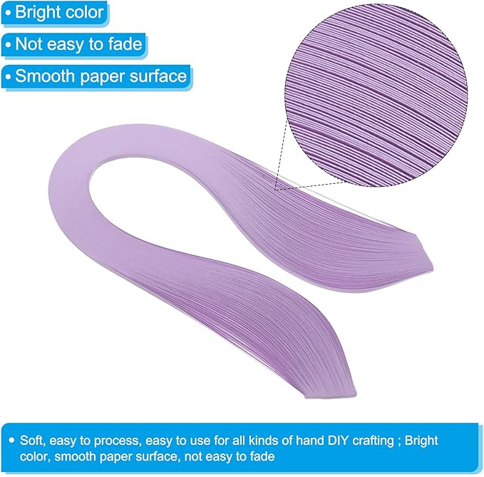 PATIKIL 600pcs Quilling Strips Paper 1/8"(3mm) 39cm Origami Paper Quilling Strip for Art DIY Hand Craft Christmas, Light Purple