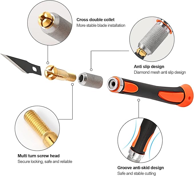 EHDIS Precision Hobby Knife Set Utility Craft Knife Kit with 10PCS Blades for Art, Working-Stencil, Scoring, Scrapbooking, Architecture Modeling, Crafting-Orange
