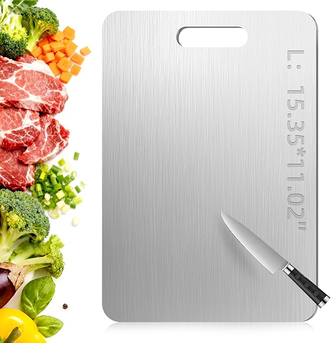 Tavano Titanium Cutting Board,Titanium Cutting Boards for Kitchen,Double-side Available Cutting Board for Vegetables,Meat,Fruits,Easy to Store and Clean(L)
