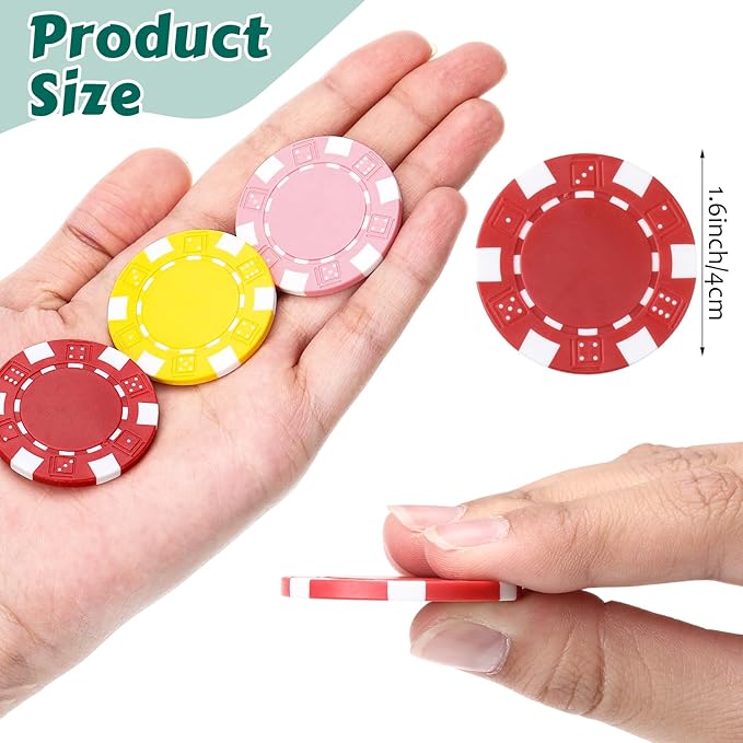 100 Pcs 11.5 Gram Poker Chips ABS Monte Carlo, 40 mm Bingo Chips Tokens Markers Blank Counting Bulk for Blackjack, and Card Night Poker Games