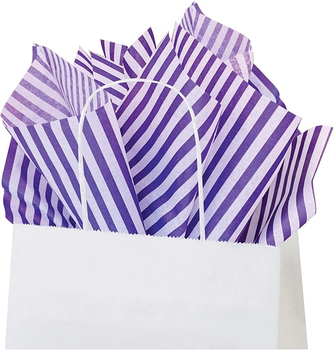 Flexicore Packaging Puple Pin Stripe Print Gift Wrap Tissue Paper Size: 15 Inch X 20 Inch | Count: 100 Sheets | Color: Purple Pin Stripe