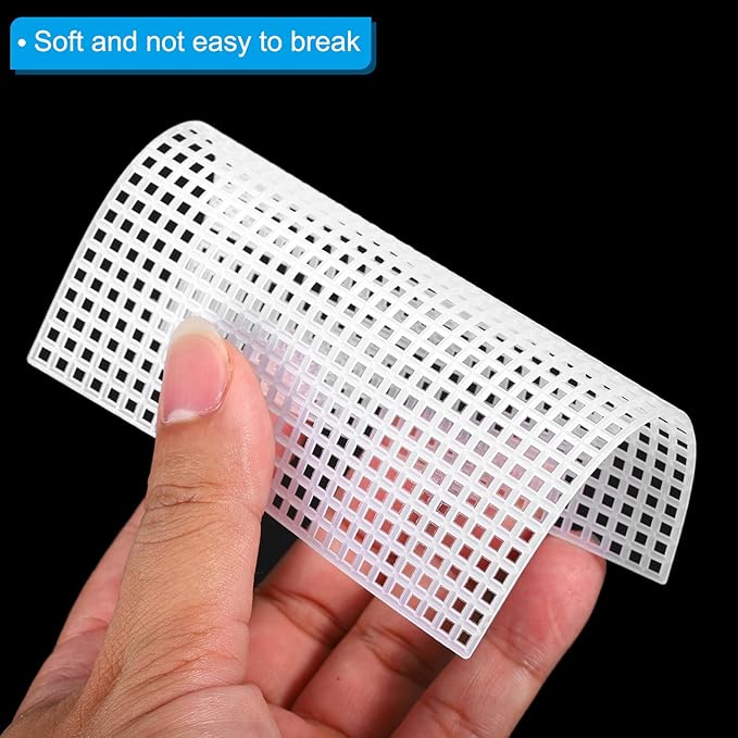 PATIKIL Plastic Mesh Canvas Sheets,10Pcs 4 x 4inch Cross Needlework Blank Yarn Crafting for Embroidery DIY Bookmarks Cup Mats, White, Square