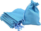 Palmhomee Pack of 25 Burlap Gift Bags with Drawstring Linen Jewelry Pouches Wedding Hessian Jute Bags for Birthday and Treat Pouches Party Wedding Favors Gift (4x5.6 Inch, Ocean Blue)