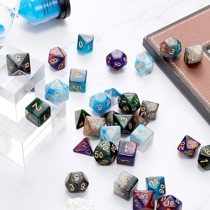 DND Dice Set (140 Pieces), Huuancy Polyhedral Dice for Dungeons and Dragons DND RPG MTG Table Games with 1 Large Flannel Bag, 20 Colors