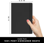 PAPERAGE Recycled Blank Journal Notebook, (Black), 160 Pages, Medium 5.6 in x 8 in - 100 GSM Thick Paper – Hardcover Journaling Notebook for Work, School, Note Taking or Sketching