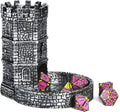 Castle DND Dice Tower, Wall Carving Dice Rolling Tower for Role Playing Game | Easy Roller Perfect for Board Game, D&D and RPG (Ancient Silver)